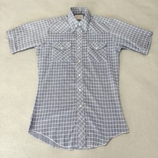 Vintage H Bar C Western Pearl Snap Shirt Long Tail Medium Short Sleeve 70s Ranch