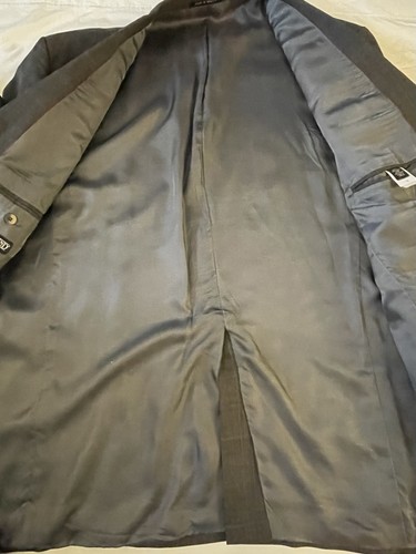 Lands End 2 Piece Suit Mens 42R Pants 48 L Jacket Gray Blue Striped Nice! EUC - Picture 8 of 15