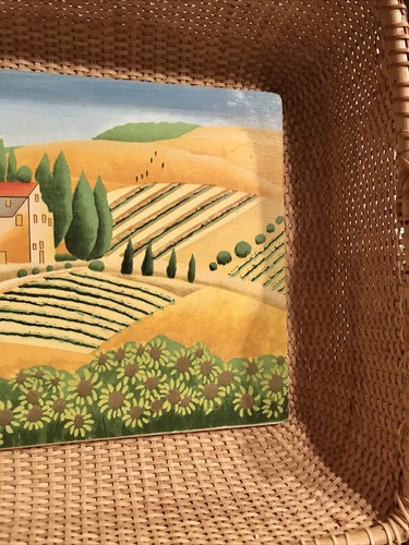 Nantucket Basket Rectangular Lg Serving Tray Handles 20 “x 15”x4” Pastoral Scene - Picture 4 of 12