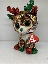 TY Flippables Sequin Plush - TEGAN the Christmas Reindeer (6 inch)