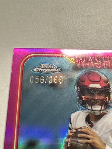 2024 Topps Chrome Jayden Daniels Rookie RC #201 Pink Refractor /399 - Picture 3 of 4