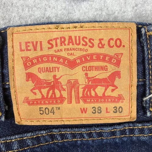 Levi’s 504 Jeans Men’s 38x30 Dark Blue Straight Fit Denim Casualwear - 第 5/12 張圖片