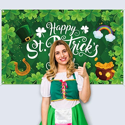St. Patrick’s Day Banner Backdrop Decorations - Shamrock Irish Lucky Party - Picture 4 of 7