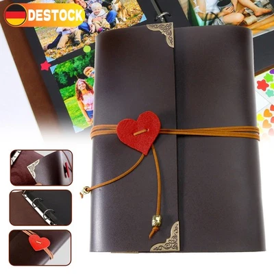 Retro Leder Fotoalbum DIY Scrapbook Vintage zum Selbstgestalten als Geschenk - Bild 1 von 4
