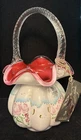 Fenton Roses on Peach Crest Basket Connoisseur Collection 1999 Limited Edition
