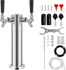 Kegerator Tower Double Tap Beer Tower Dual Faucet Beer Tower Stainless Steel 3''