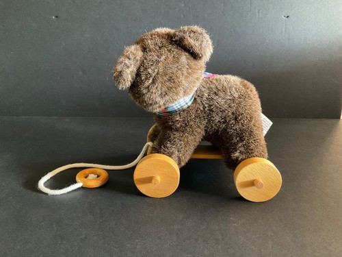 1986 APPLAUSE Plush Pull Along BEAR on Wheels 7" H x 6" L - Bild 4 von 7
