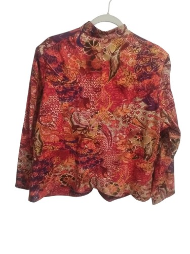 Coldwater Creek Women's XL Floral Boho Tapestry Blazer  Jacquard Jacket - Foto 2 di 6