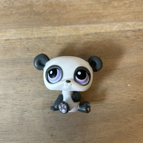 Littlest Pet Shop LPS authentischer grau weißer Pandabär lila Augen #89
