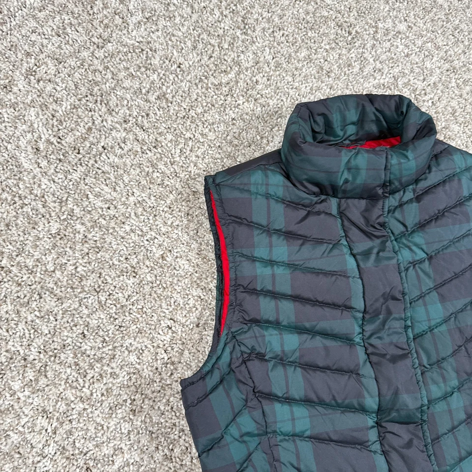 Talbots Vest Womens Medium Petite Green Black Plaid Down Puffer Quilted Warm - Image 4 of 4