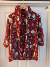 Minecraft Boys Red Hooded Belted Dressing Gown Featuring Ghast 8 yrs EUC