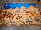 Vintage Rug WovenEgyptian Wall Hanging  Tapestry Gira Sphinx  Pyramids Camels