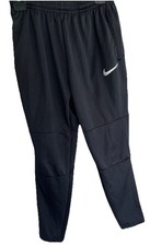 NIKE Boys Dri Fit Joggers Sz M Sweatpants Swoosh Logo Black Gray School Travel