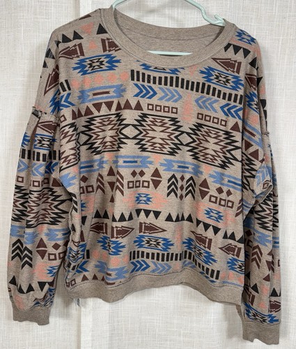 Ariat Damen M Rainbow Vista Azteken Wende-Sweatshirt Southwest braun $ 70 - Bild 2 von 9