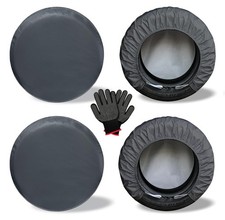 Heavy Duty Rv Tire Covers Set of 4, Tough Waterproof Wheel Covers for Boat Tr...