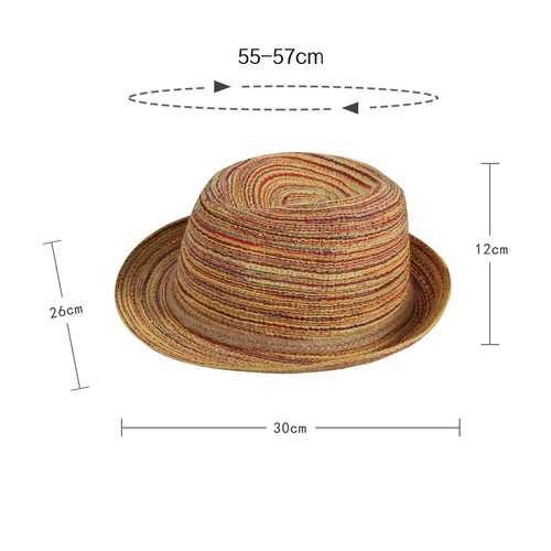 Fedora Stroh Strandhut UPF 50+ Mehrfarbig Kurze Krempe Trilby Sonnenhut Sommer Br... - Bild 3 von 8