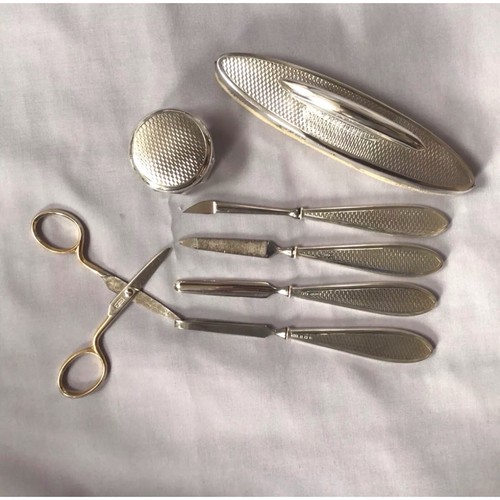 1919 Superb Solid Silver Seven Piece Manicure Set By Horton & Allday, Cased - Picture 3 of 11