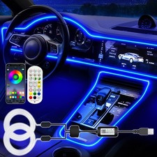 Jushope Interior Car LED Strip Lights, RGB USB Ambient Lighting with 2 in 1