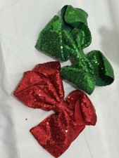 2PCS Christmas Hair Bows for Girls 5 Inches Sparkly Glitter Sequin Hair Bows ...