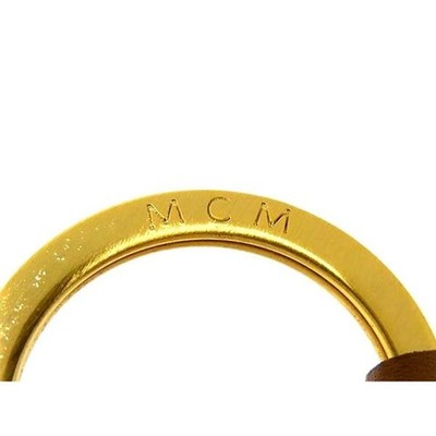MCM Monogram Visetos Pattern Leather Dog Charm Key Chain