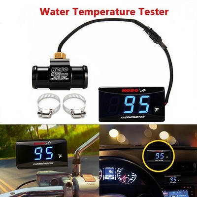 KOSO Water Temperature Gauge Fahrenheit Meter Blue +22mm Adapter Motorcycle