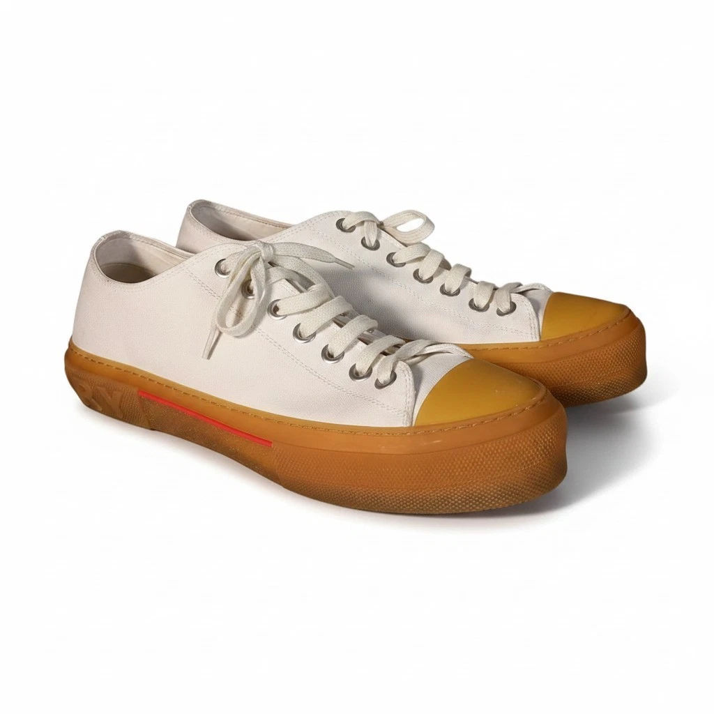 Burberry — Burberry Sneakers 11.5 Mens White Cotton Comfort Lace Up Casual Logo Solid Jack
