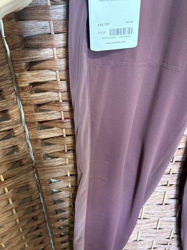 Pantalone jogger nuovo con etichette ATHLETA Venezia righe velluto bordeaux XXS - Foto 6 di 10