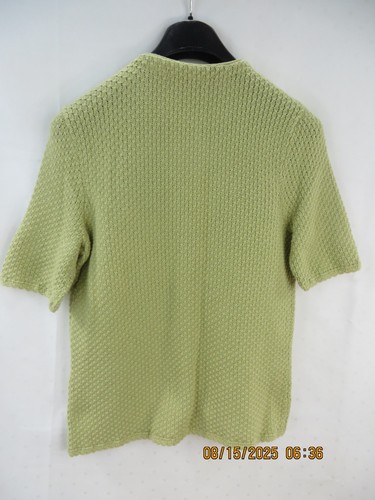 Maglione cardigan KATE HILL PETITE TG P/M 100% cotone verde oliva chiaro testurizzato - Foto 8 di 15