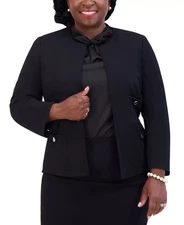 Kasper Women's Jacket Sz M Open-Front Round-Neck Blazer