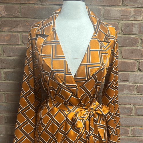 FOREVER 21 Women’s Geo Print Satin Duster Coat Size Large NEW - Picture 4 of 9