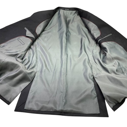 EXC 2pc 43/44L Suit Jacket Sport Coat Blazer 35/36x31 Pants Charcoal Gray Black - Picture 23 of 24