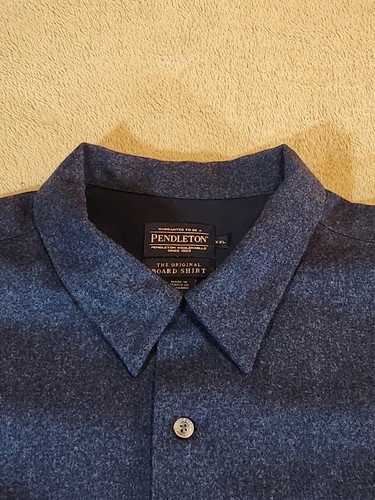 Pendleton Authentic Board Shirt Men's Size XXL 100% Virgin Wool Solid Blue - Picture 9 of 20
