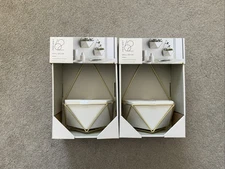 Set 2 Project 62 Ceramic Wall Decor Succulent Geometric Hanging White/Gold New