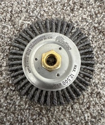 Weiler 08756 Roughneck Jr. Cleaning Brush, .020'' Steel Wire Fill, 5/8''-11 UNC 