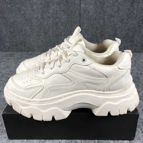 Zara Shoes Womens Size 6.5 Chunky Platform Sneakers 3402/330/001 Leather Look - Picture 5 of 11