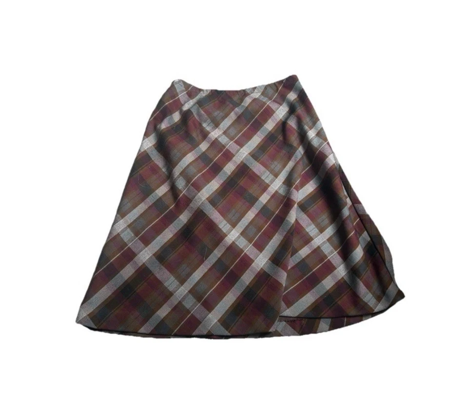 Falda midi a cuadros multicolor marrón JBJ Foto 2 de 3