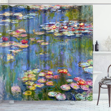 Shower Curtain, for Bathroom Decor 72" X 72", Floral Lily Art Waterlilies Mone