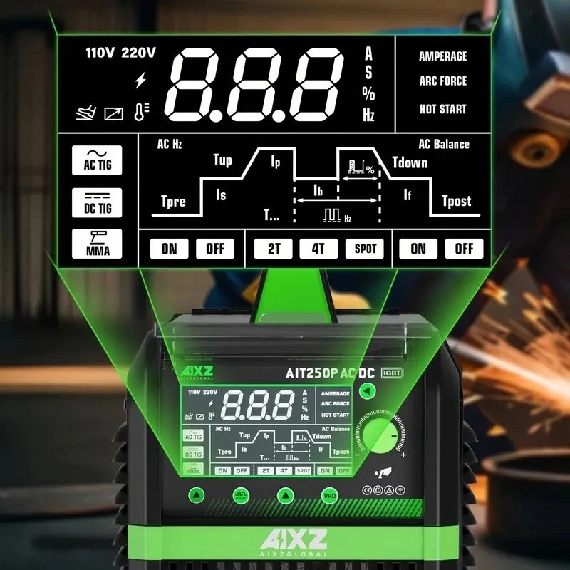 AIXZ AIT250P ACDC 250A 5 en 1: Soldadura TIG y MMA, Aluminio TIG 110V 220V AC DC Foto 4 de 4
