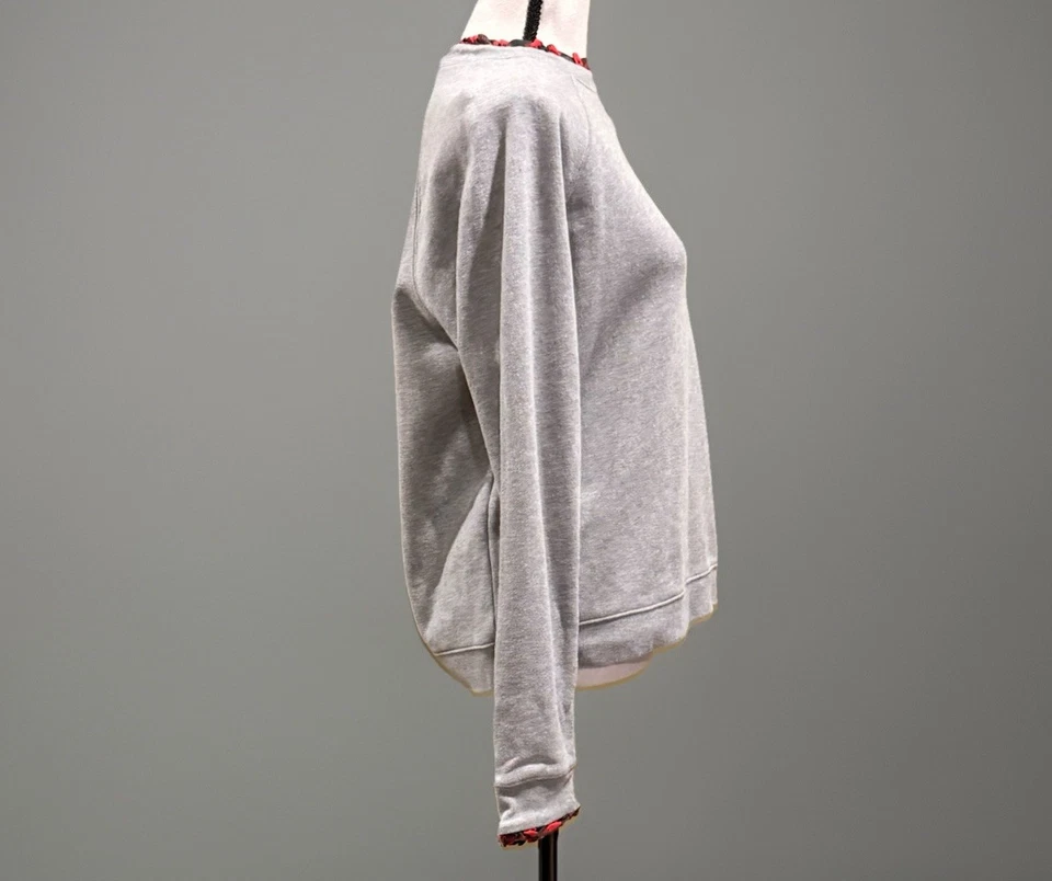 Женская большая серая толстовка J Crew в клетку с оборками на шее и манжетах праздничная - Изображение 2 из 4