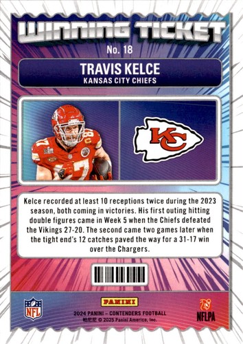 Boleto ganador de Travis Kelce #18 Panini Contenders 2024 - Imagen 2 de 2