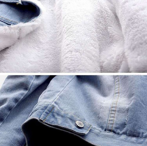 Ladies Denim Jacket Women's Hooded Winter Warm Short Denim Coat XXS-3XL - Picture 7 of 14