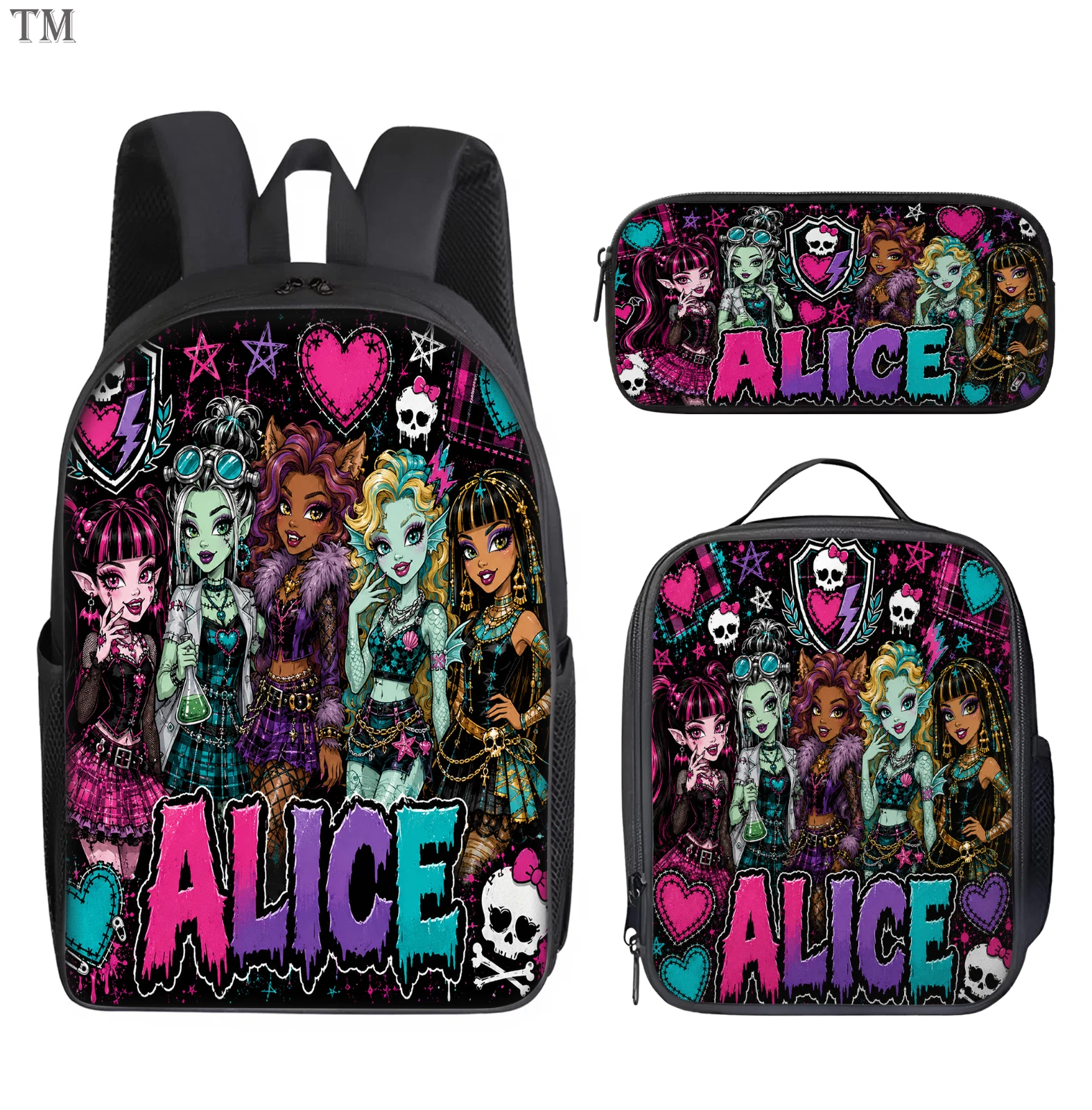 Personalized Monster Inspired Kids Backpack Set, Custom Name School Bag