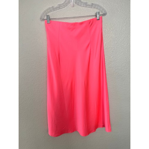 J.Crew Neon Pink Silk Midi Skirt Size S  - Picture 2 of 4