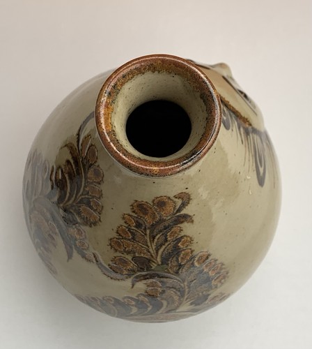 Vtg Carlos Villanueva Mexican Tonala Pottery Sun Vase Raised Face SIGNED 7x5" - Bild 5 von 13