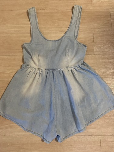One teaspoon denim romper playsuit size 8 side pockets wide leg - Picture 11 of 13