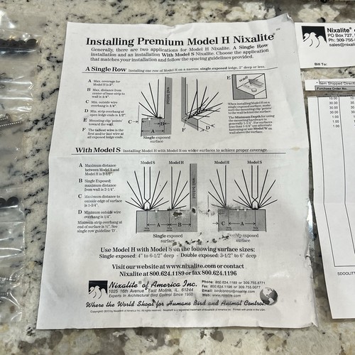 Nixalite Model H Bird Spiked 10 X 2 Feet Wildlife Deterrent Kit Stainless Steel - Picture 8 of 21