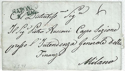 26655 REGNO: STORIA POSTALE - BUSTA PREFILATELICA 1848 - VARESE: SARONNO