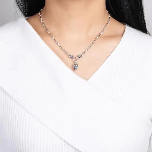 Retro 925 Silver Skull Pendant Bone Necklace Ghost Head Clavicle Chain Necklace - Picture 8 of 9