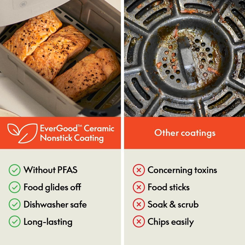 bella 4Qt Slim Air Fryer, Fits-anywhere™ Kitchenware, EverGood™ 4 QT, Oatmilk - Picture 6 of 8