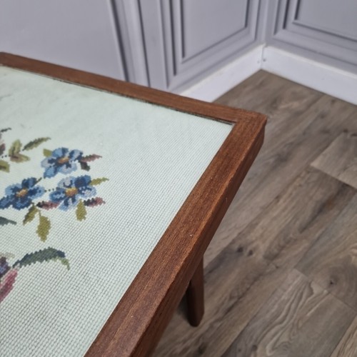 Vintage Danish Inspired Tapestry Wooden Coffee Side Table - Scandi Retro Teak - Picture 6 of 24